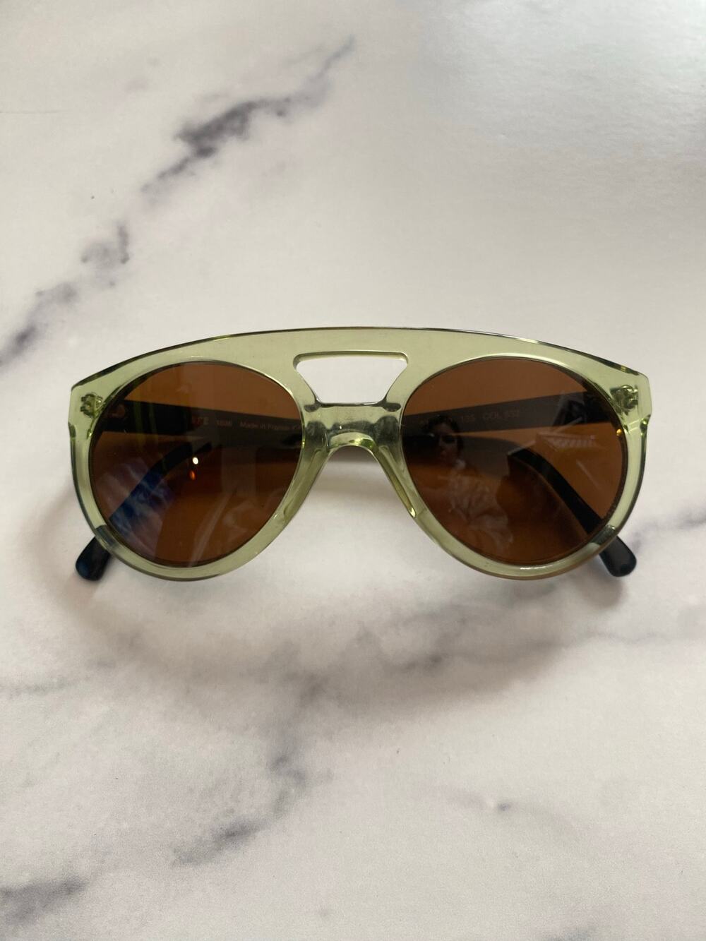 SEE Eyewear Green Acetate Aviator Sunglasses - Prescription